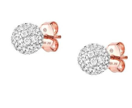 SOUL earrings,925 silver,STUD,CZ.Rose Gold Plate