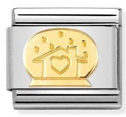 030149/40 Classic steel, bonded yellow gold,Glass ball with House