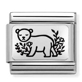 330111/18 Classic PLATES (IC) steel,925 silver. Bear FLOWERS