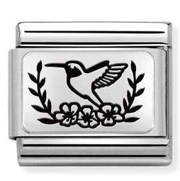 330111/19 Classic PLATES (IC) steel, 925 silver. Humbing Bird FLOWERS