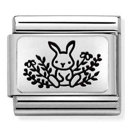 330111/20 Classic PLATES (IC) steel, 925 silver. Rabbit FLOWERS