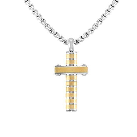 STRONG necklace ed. DIAMOND,steel CROSS Yellow Gold 028303/031