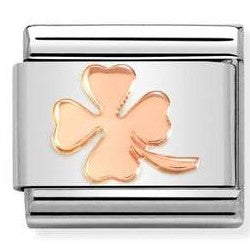 430104/44 Classic steel, 9ct Rose gold Four-leaf clover