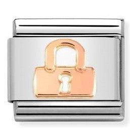 430104/47 Classic steel, 9ct Rose gold Padlock