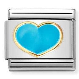 030283/25 Classic LOVE s/Steel. Enamel, 18k gold TURQUOISE heart
