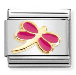 030285/57 Classic steel, enamel 18k gold FUCHSIA dragonfly
