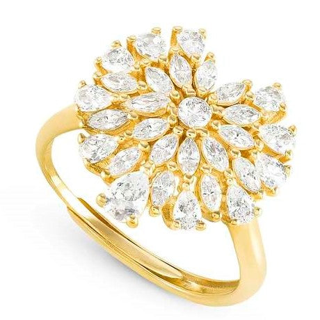 RAYOFLIGHT ring in 925 silver CZ Gold Heart