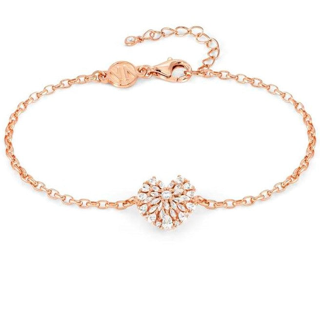RAYOFLIGHT bracelet 925 silver , CZ Rose Gold Heart