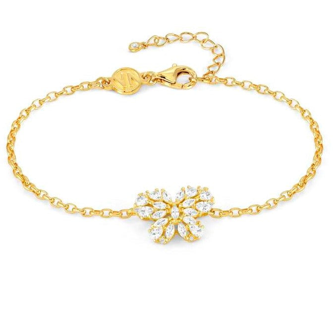 RAYOFLIGHT bracelet in 925 silver CZ Yellow Gold Butterfly