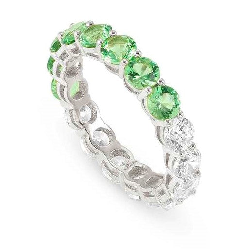 CHIC & CHARM JOYFUL ed. ring in 925 silver and cz (BICOLOR) GREEN Fin. Silver Size17