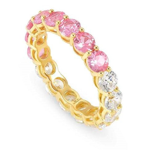 CHIC & CHARM JOYFUL ed. ring in 925 silver and cz (BICOLOR) PINK Fin. Yellow gold Size 15