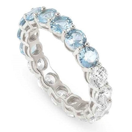 CHIC & CHARM JOYFUL ed. ring in 925 silver and cz (BICOLOR) LIGHT BLUE Fin. Silver Size 13
