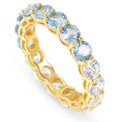 CHIC & CHARM JOYFUL ed. ring in 925 silver and cz (BICOLOR) LIGHT BLUE Fin. Yellow gold Size 15