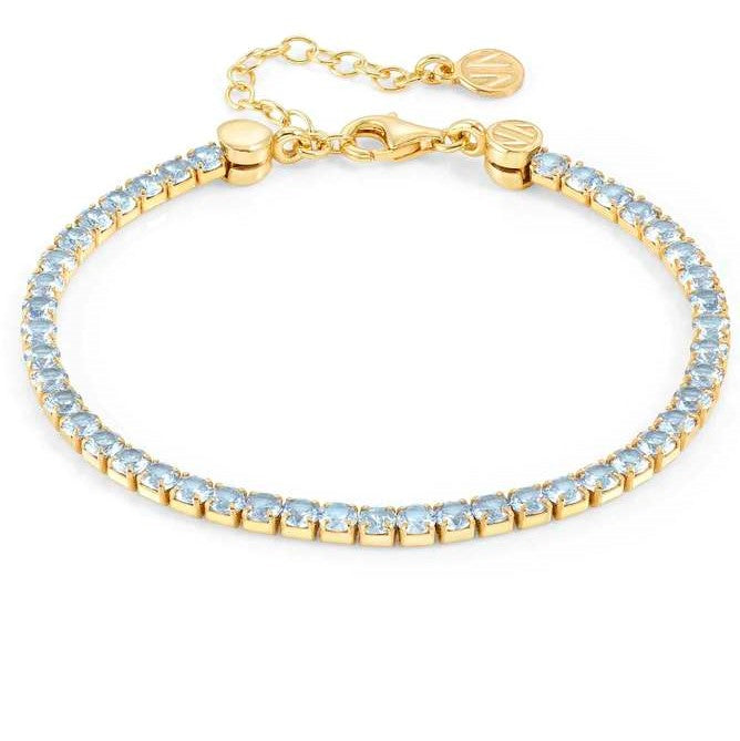 CHIC & CHARM JOYFUL ed. bracelet in 925 silver and cz LIGHT BLUE Fin. Yellow gold