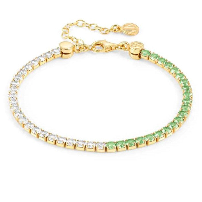 CHIC & CHARM JOYFUL ed. bracelet in 925 silver and cz (BICOLOR) GREEN Fin. Yellow gold