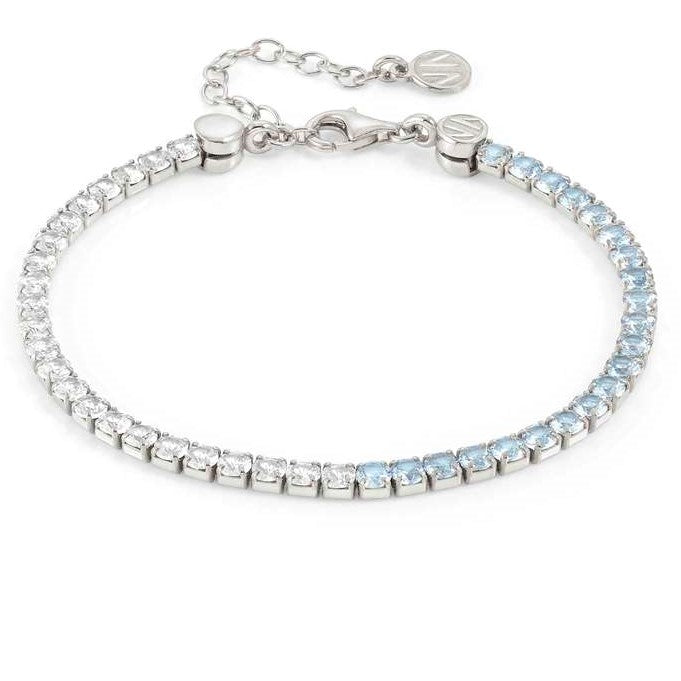 CHIC & CHARM JOYFUL ed. bracelet in 925 silver and cz (BICOLOR) LIGHT BLUE Fin. Silver