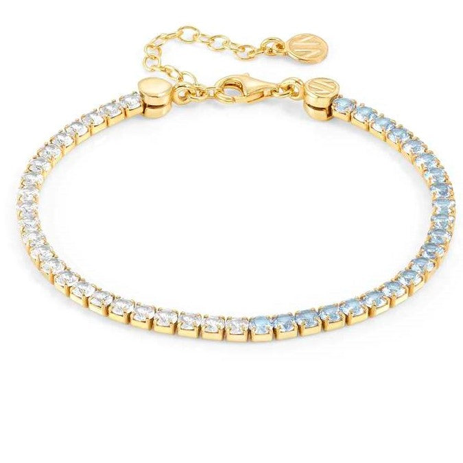 CHIC & CHARM JOYFUL ed. bracelet in 925 silver and cz (BICOLOR) LIGHT BLUE Fin. Yellow gold