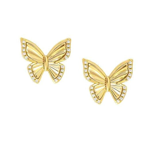 TRUEJOY earrings in 925 silver CZ Yellow Gold Butterfly