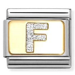 030291/06 Classic GLITTER LETTER F steel, enamel, 18k gold F