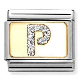 030291/16 Classic GLITTER LETTER P steel, enamel, 18k gold P