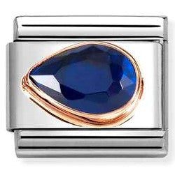 430605/007 Classic CZ. FACETED LEFT DROP steel, 9k rose gold BLUE
