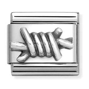 330101/66 Classic OXIDIZED, steel, 925 silver Barbed wire