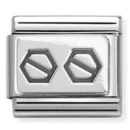 330102/62 Classic PLATES OXIDIZED steel and 925 sterling silver 2 hex screws