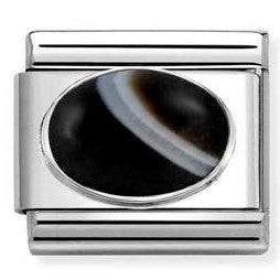 330510/47 Classic HARD STONES steel, 925 silver BANDED ONYX MAT