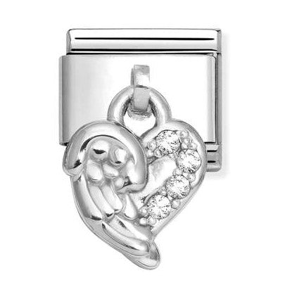 331800/35 Classic CHARMS stainless steel and 925 sterling silver Heart in WHITE