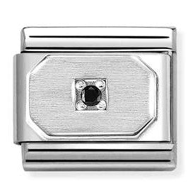 330311/18 CL symbols steel , 925 silver,CZ Blunted rectangle BLACK