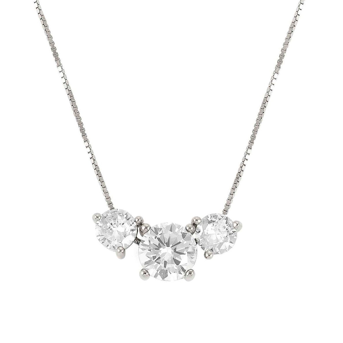 COLOUR WAVE necklace, 925,silver,CZ, WHITE 149821/001