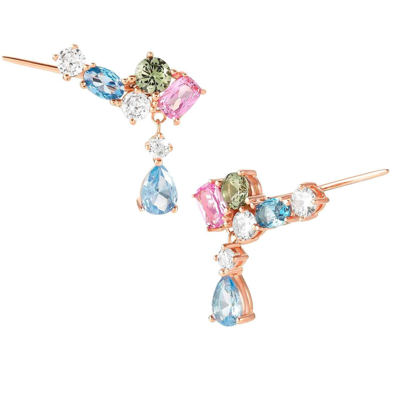 COLOUR WAVE earrings RICH 925 silver,CZ, Rose Gold 149828/011