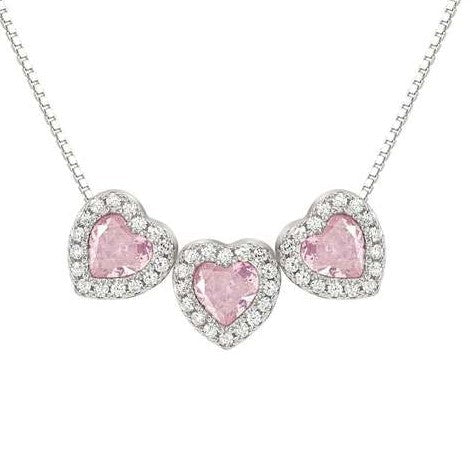 ALLMYLOVE necklace, 925 silver,CZ PINK 240303/002