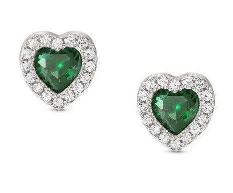 ALLMYLOVE earrings 925 silver, CZ GREEN 240304/014