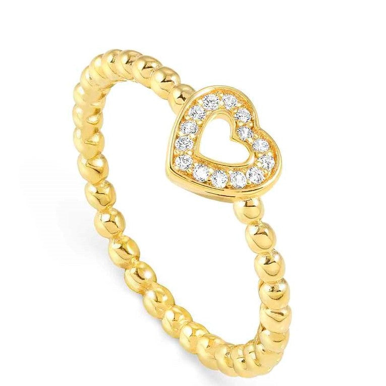 LOVECLOUD ring in 925 sterling silver and cz Yellow Gold Heart Size17