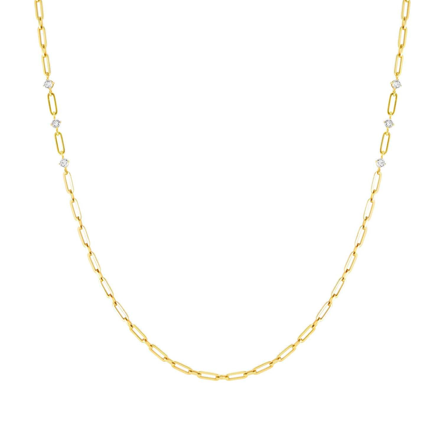CHAINSOFSTYLE necklace,steel, LONG cz Yellow Gold 029402/012
