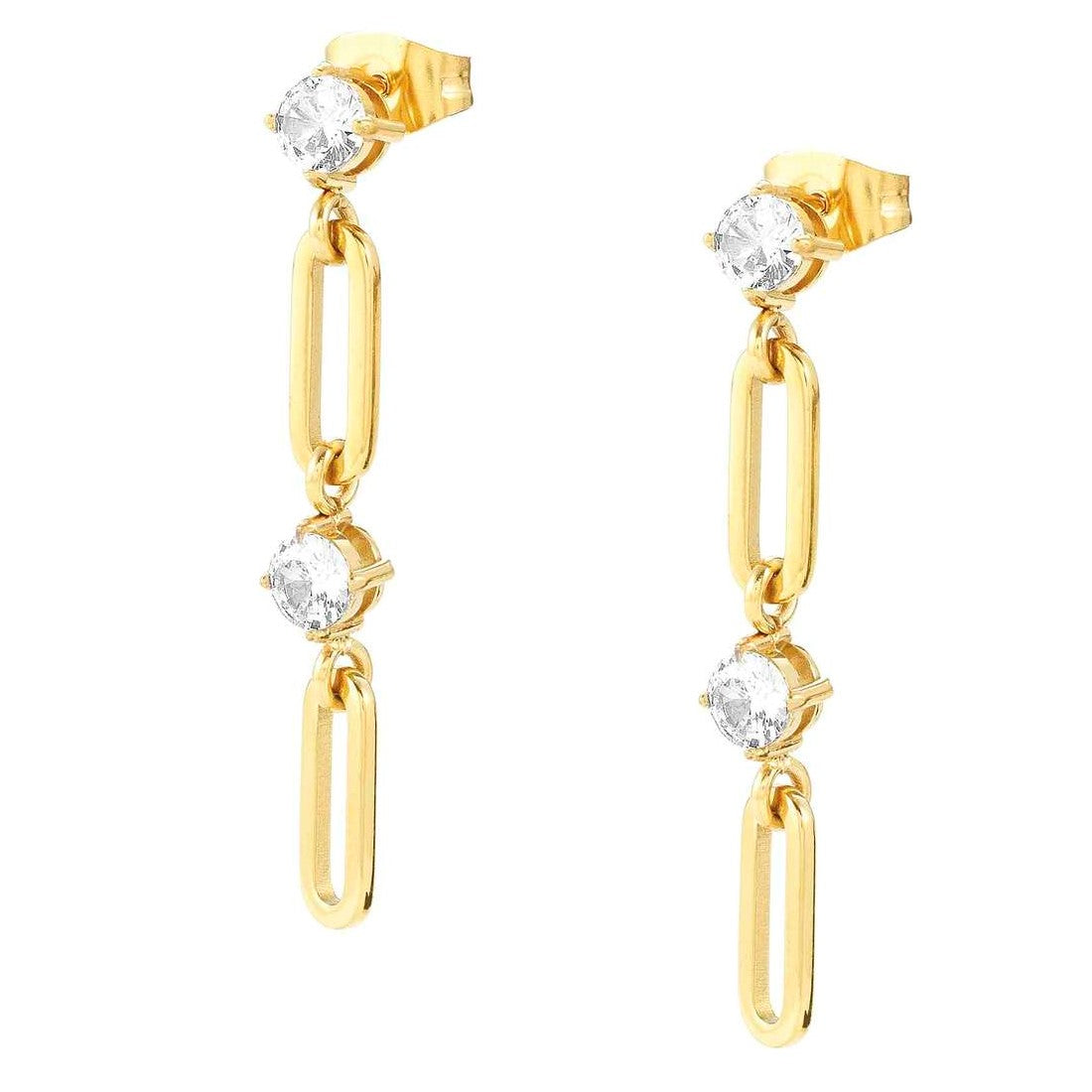 CHAINSOFSTYLE earrings,steel,PENDANT cz Yellow Gold Col.029404/012