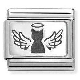 330111/45 Classic PLATES steel and 925 silver Angel Cat