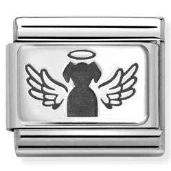 330111/46 Classic PLATES steel and 925 silver Angel Dog