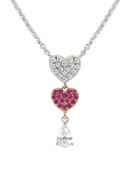 LUCENTISSIMA necklace, 925 sterling silver, cz Rose Gold Heart