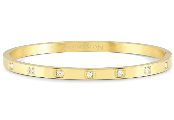PRETTY BANGLES bracelet,steel,SQUARE cz LARGE SIZE Yellow Gold