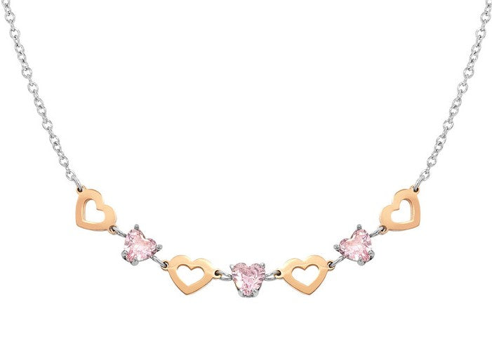 PRINCIPESSINA necklace in steel with BI-TONE fin. and cubic zirconia Heart