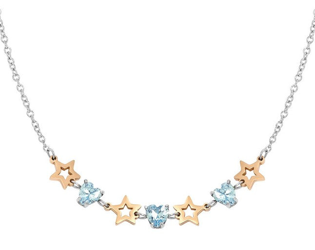 PRINCIPESSINA necklace, steel, BI-TONE fin.CZ Star