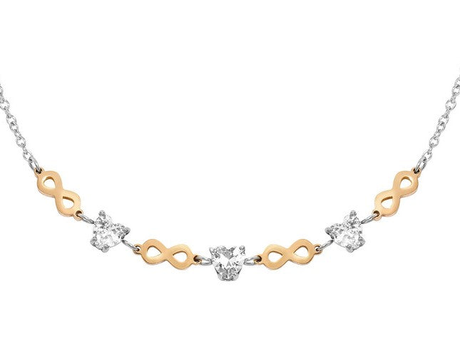 PRINCIPESSINA necklace,steel, BI-TONE fin.CZ Infinity