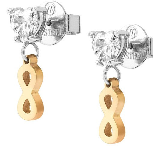 PRINCIPESSINA earrings steel, BI-TONE fin.CZ, Infinity