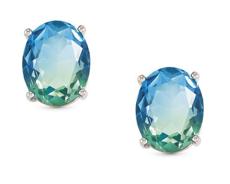SYMBIOSI earrings 925 sterling silver, BICOLOR stones LIGHT BLUE-GREEN fin. Silver