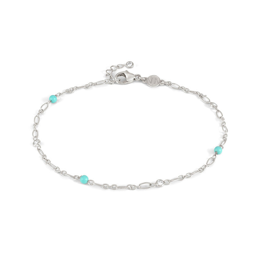 ANKLETS anklet 925 sterling silver, cz STONE TURQUOISE