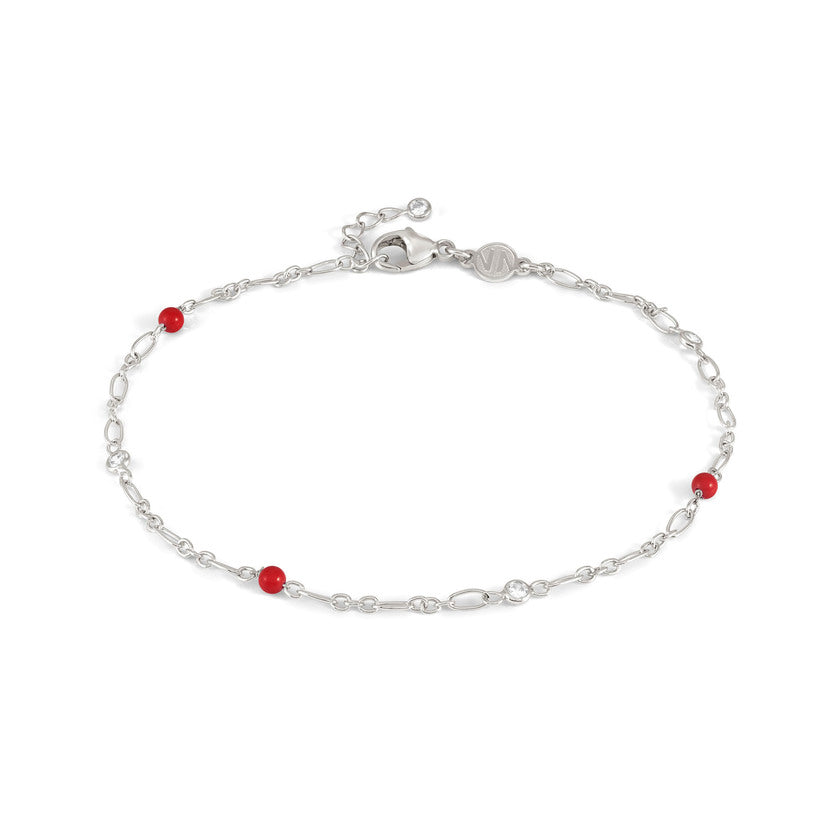 ANKLETS anklet 925 sterling silver, cz STONE CORAL