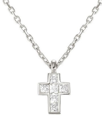 CARISMATICA necklace 925 sterling silver cz (SMALL CROSS) WHITE fin. Silver