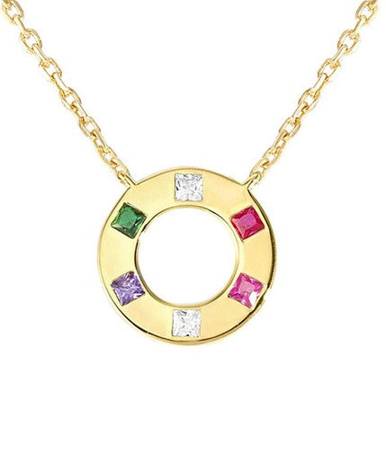CARISMATICA necklace 925 sterling silver fine cz. Yellow gold Round Mixed